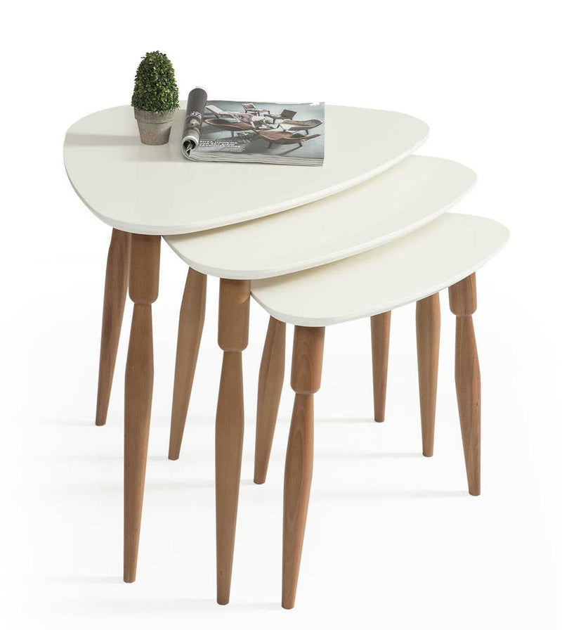 Atmacha Home And Living Nesting Table Ecru / MDF Ege Nesting Table