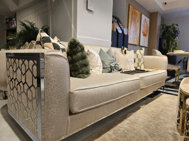 Atmacha Home And Living Outlet 3+1 / Cream / Chrome Florance 3+1 (3 Seater + Armchair) Outlet