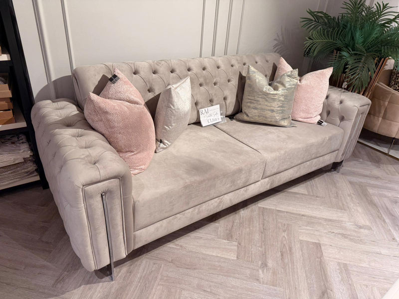 Atmacha Home And Living Outlet 3 Seater / Grey / Chrome Exdisplay Rai 3 Seater Sofa Bed