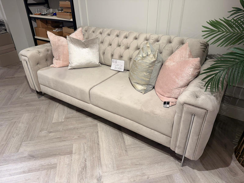 Atmacha Home And Living Outlet 3 Seater / Grey / Chrome Exdisplay Rai 3 Seater Sofa Bed