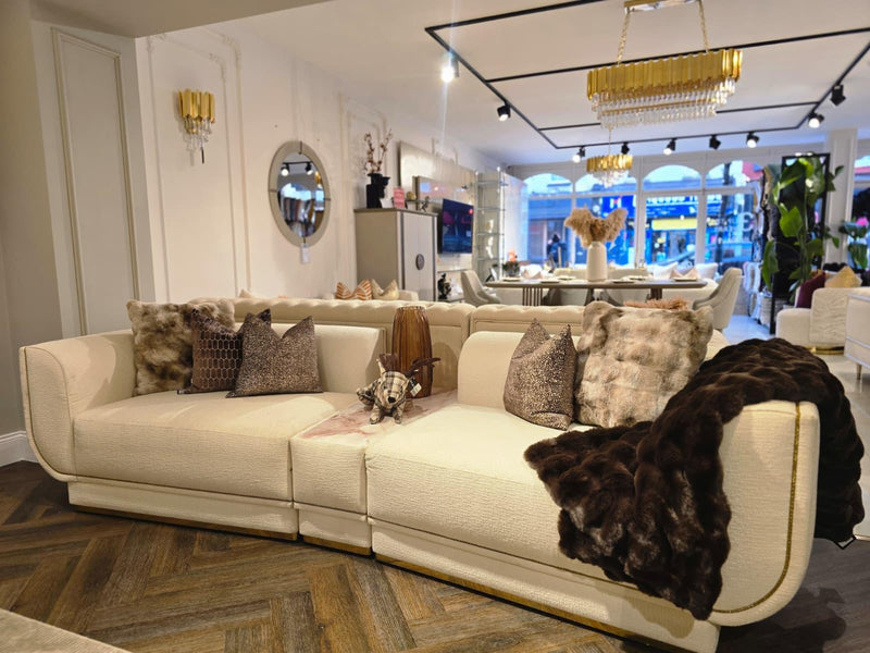 Atmacha Home And Living Outlet 3 Seater / With Middle Table / Gold Odette 3 Seater Sofa with Middle Table  (Outlet)