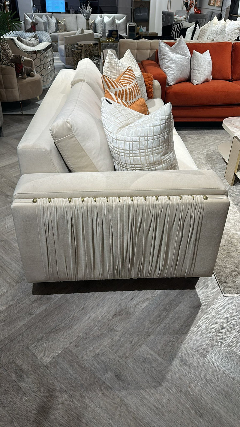 Atmacha Home And Living Outlet 3 Seater(Without Sofa Bed) / Orange / Antique brass Exdisplay Deria Sofa(Cream)