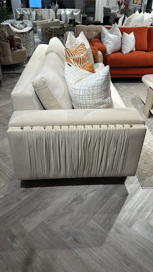 Atmacha Home And Living Outlet 3 Seater(Without Sofa Bed) / Orange / Antique brass Exdisplay Deria Sofa(Cream)