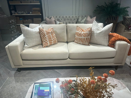 Atmacha Home And Living Outlet 3 Seater(Without Sofa Bed) / Orange / Antique brass Exdisplay Deria Sofa(Cream)