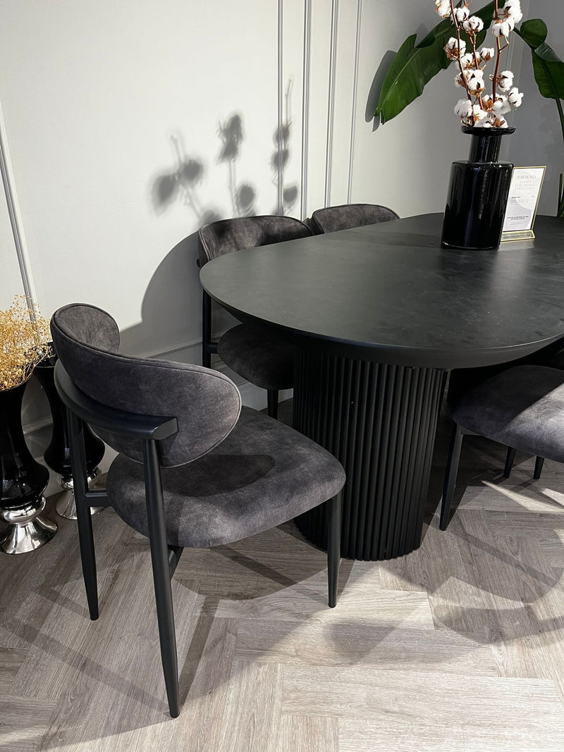 Atmacha Home And Living Outlet Black Harmonia Double Extendable Dining Table