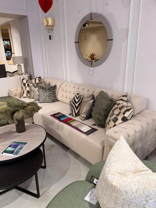 Atmacha Home And Living Outlet (Buttoned) 290*160 cm / Cream / Left Facing Ex-Display Takumi L-Shape Automatic Sofa Bed with Chaise