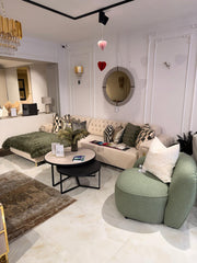 Atmacha Home And Living Outlet (Buttoned) 290*160 cm / Cream / Left Facing Ex-Display Takumi L-Shape Automatic Sofa Bed with Chaise