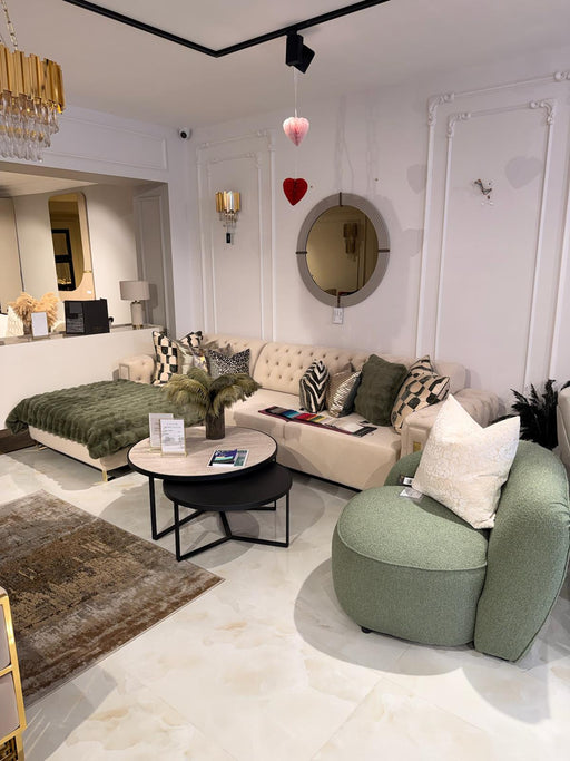 Atmacha Home And Living Outlet (Buttoned) 290*160 cm / Cream / Left Facing Ex-Display Takumi L-Shape Automatic Sofa Bed with Chaise