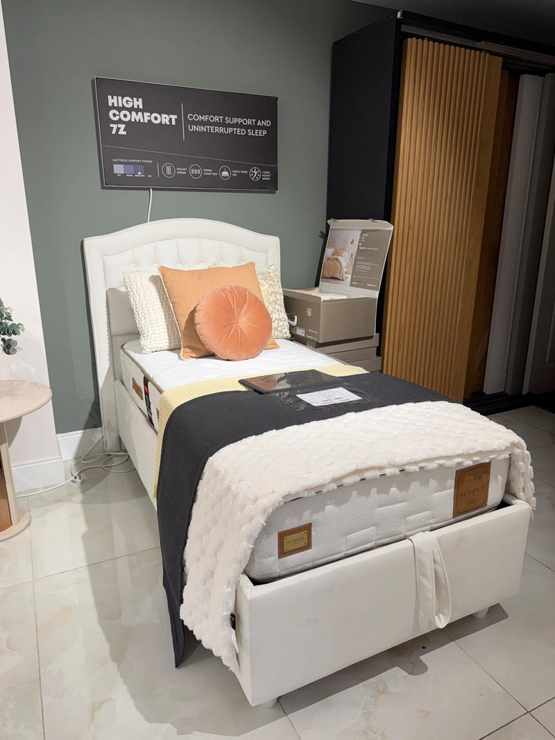 Atmacha Home And Living Outlet Cream Ex Display Antrium Single Bed + Mattress