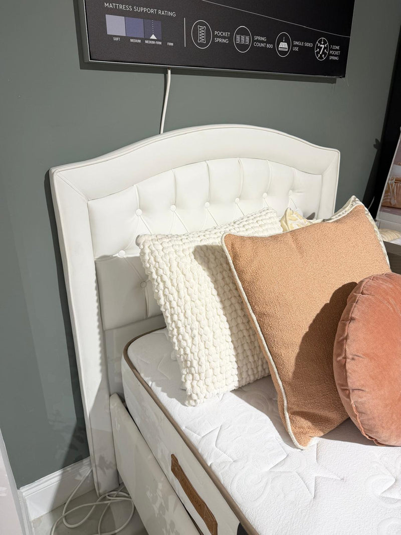 Atmacha Home And Living Outlet Cream Ex Display Antrium Single Bed + Mattress