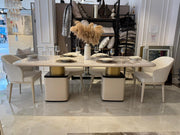 Atmacha Home And Living Outlet Dining Table + 6 chairs / Cream / Antique Brass Ex Display Milan Dining table + 6 Chairs