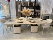 Atmacha Home And Living Outlet Dining Table + 6 chairs / Cream / Antique Brass Ex Display Milan Dining table + 6 Chairs
