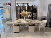 Atmacha Home And Living Outlet Dining Table + 6 chairs / Cream / Antique Brass Ex Display Milan Dining table + 6 Chairs