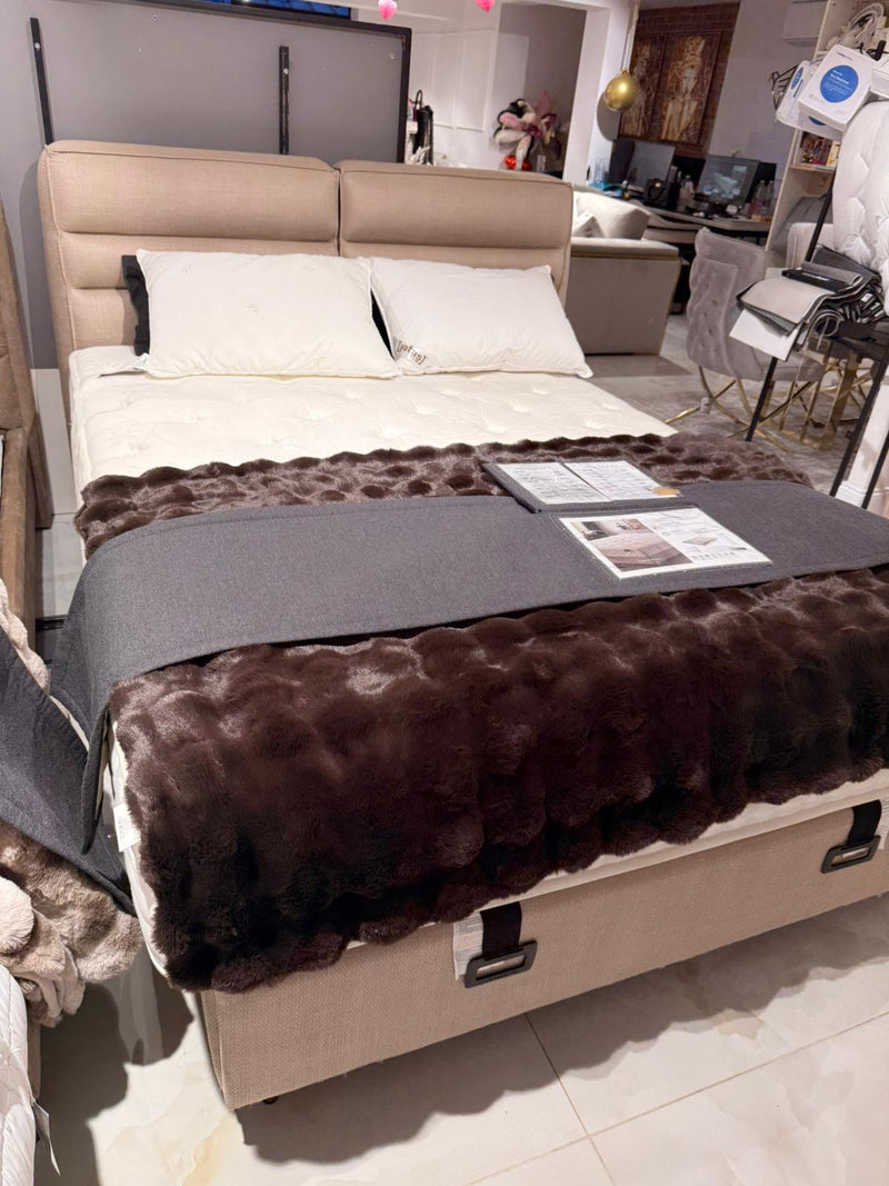 Atmacha Home And Living Outlet Double(150x200) / Only Bed With Storage / Beige Ex Display Barte Bed with Storage