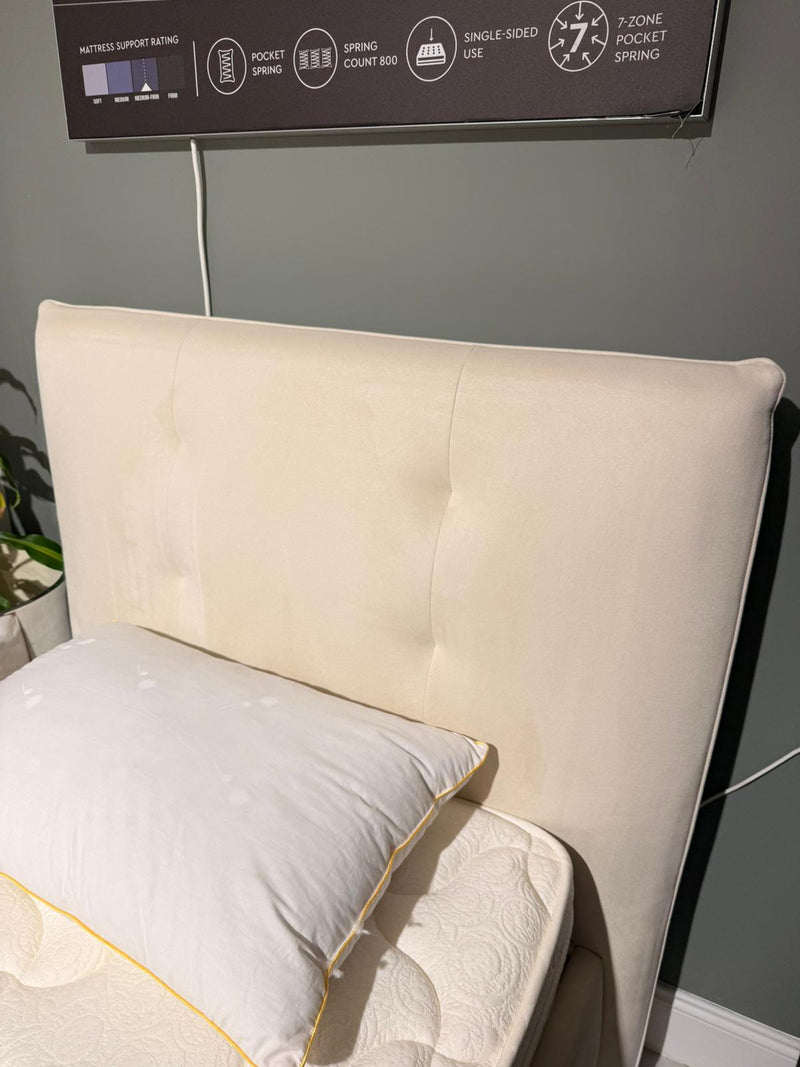 Atmacha Home And Living Outlet Double(150x200) / Only Bed With Storage / Cream Ex Display Fresca Bed with Storage