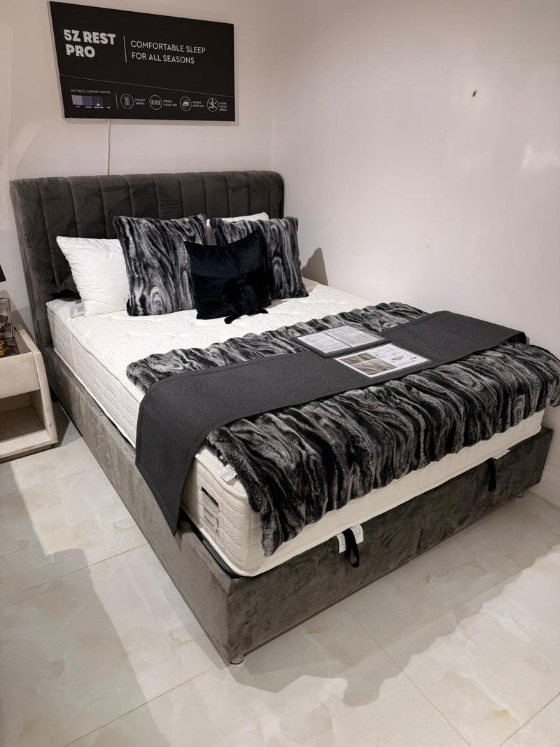 Atmacha Home And Living Outlet Double(150x200) / Only Bed With Storage / Dark Grey Ex Display Somni Bed with Storage