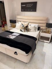 Atmacha Home And Living Outlet Double(150x200) / With 2 Bedside Table / Cream Ex Display Cool Wool Bed with Storage