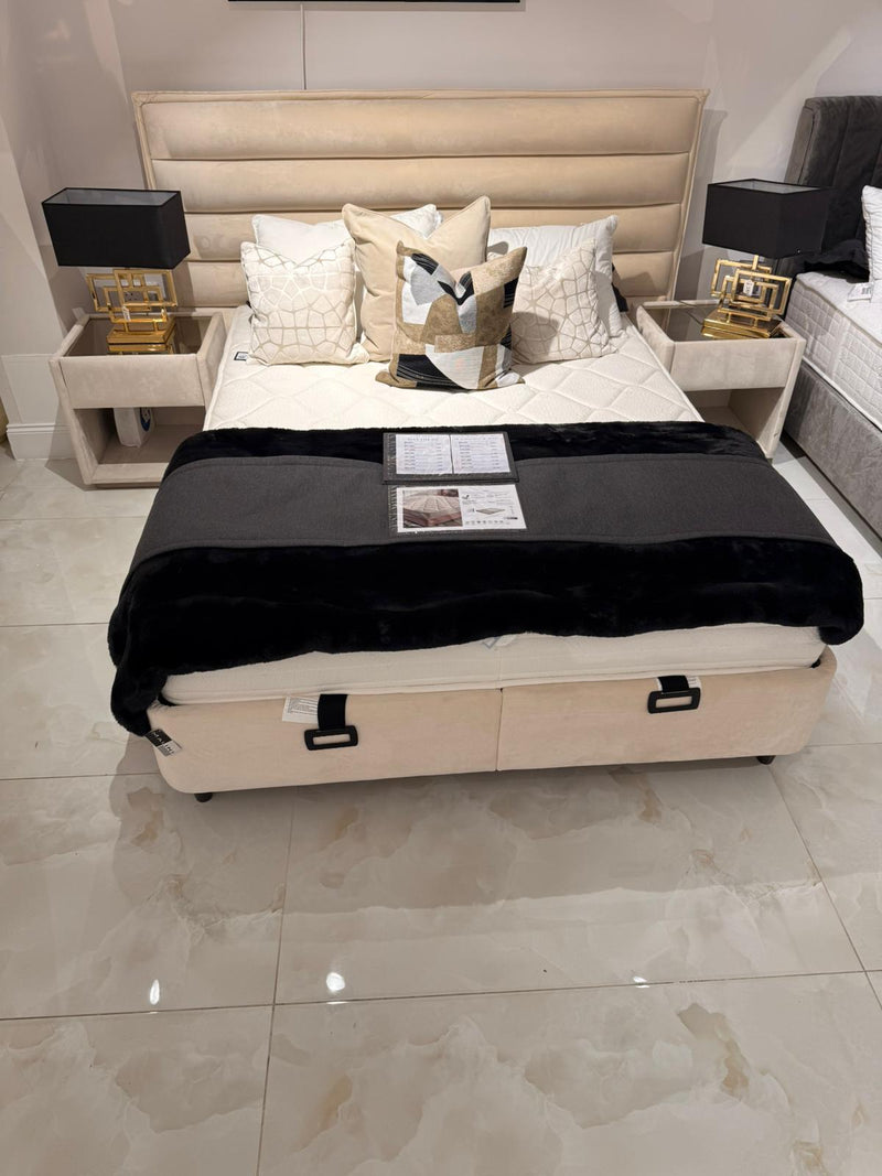 Atmacha Home And Living Outlet Double(150x200) / With 2 Bedside Table / Cream Ex Display Cool Wool Bed with Storage