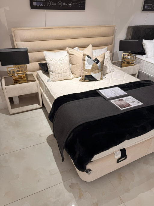 Atmacha Home And Living Outlet Double(150x200) / With 2 Bedside Table / Cream Ex Display Cool Wool Bed with Storage