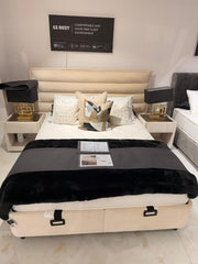 Atmacha Home And Living Outlet Double(150x200) / With 2 Bedside Table / Cream Ex Display Cool Wool Bed with Storage