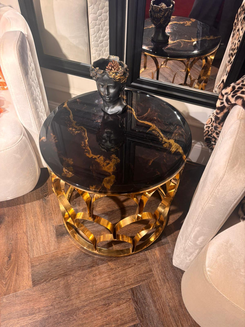 Atmacha Home And Living Outlet Grey / Gold Ex Display Ares Side Table
