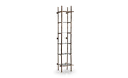 Atmacha Home And Living Outlet Milled Back Wall Panel / Griege Ex Display Pearl Milled Back Wall Panel (Set of 3) with Metal and Glass Bookshelf