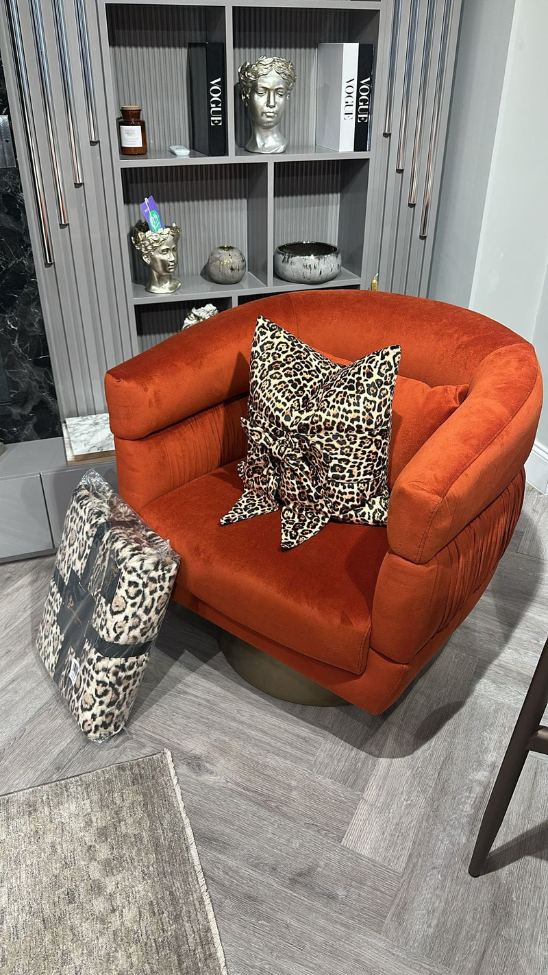 Atmacha Home And Living Outlet Orange / Antique Brass Exdisplay Deria Armchair