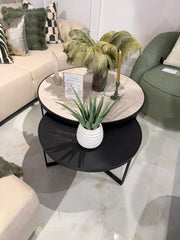 Atmacha Home And Living Outlet Traverten- Black Concrete / Black Ex Display Mercedes Twin Coffee Table Set of 2