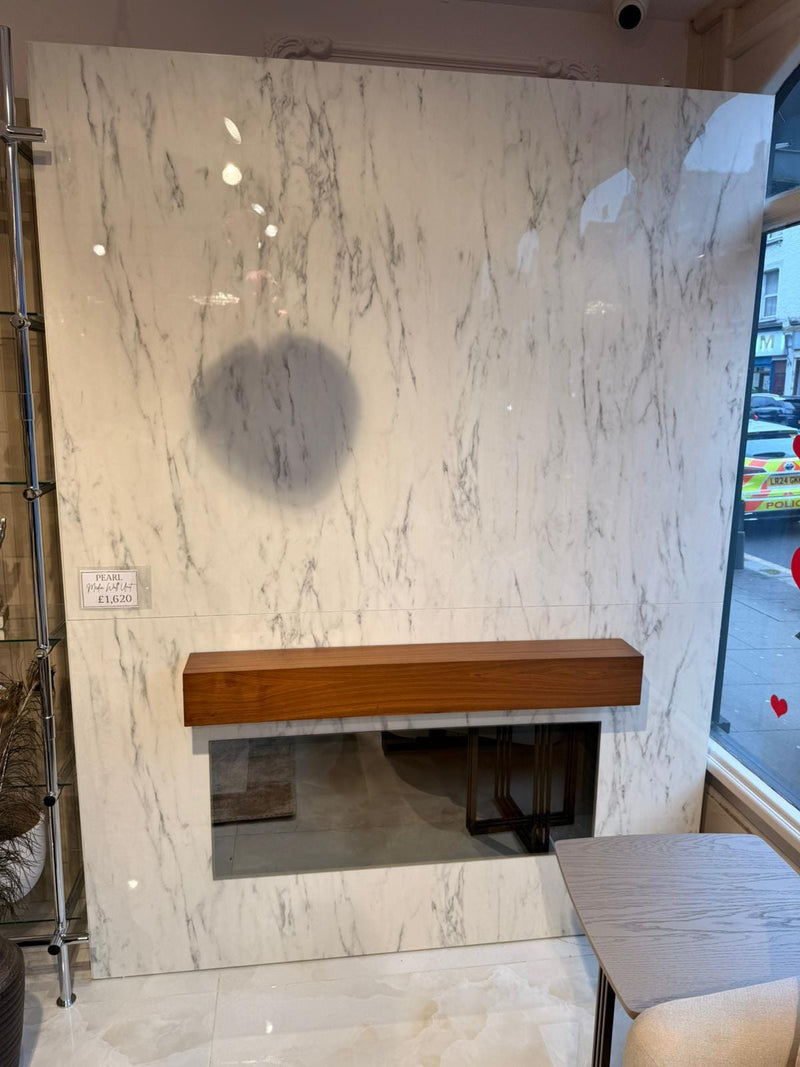 Atmacha Home And Living Outlet TV Panel With Fireplace(180cm) Ex Display Pearl TV Panel With Fireplace