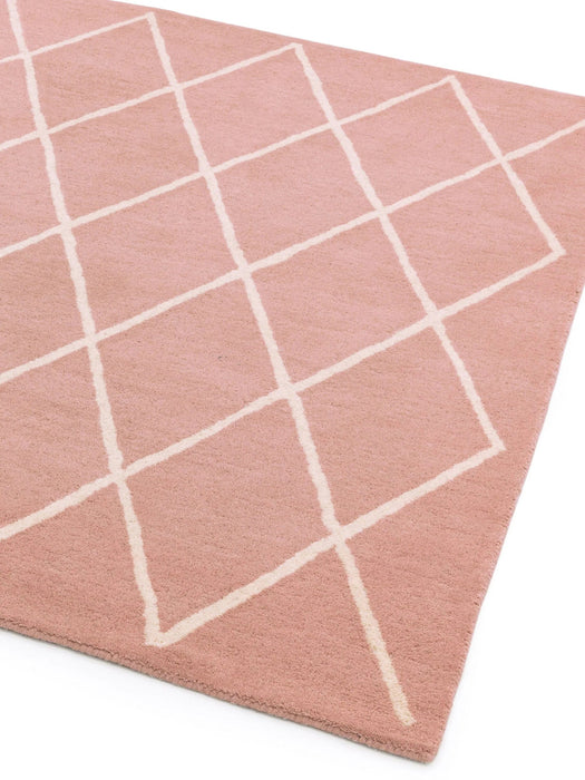 Atmacha Home And Living Rug Albany Diamond Pink Hand Tufted Contemporary Wool Rug