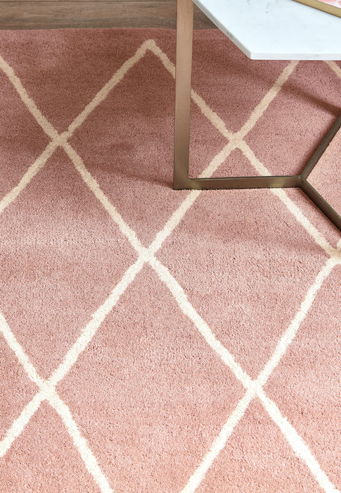 Atmacha Home And Living Rug Albany Diamond Pink Hand Tufted Contemporary Wool Rug