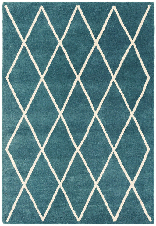 Atmacha Home And Living Rug Albany Diamond Teal Hand Tufted Contemporary Wool Rug