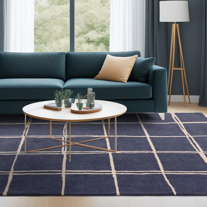 Atmacha Home And Living Rug Albany Grid Marine Rug