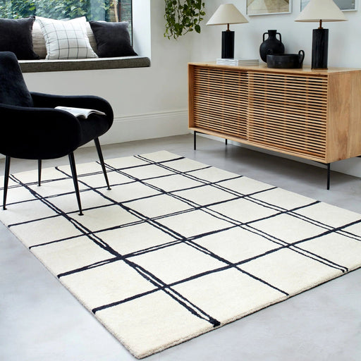 Atmacha Home And Living Rug Albany Grid Monochrome Rug