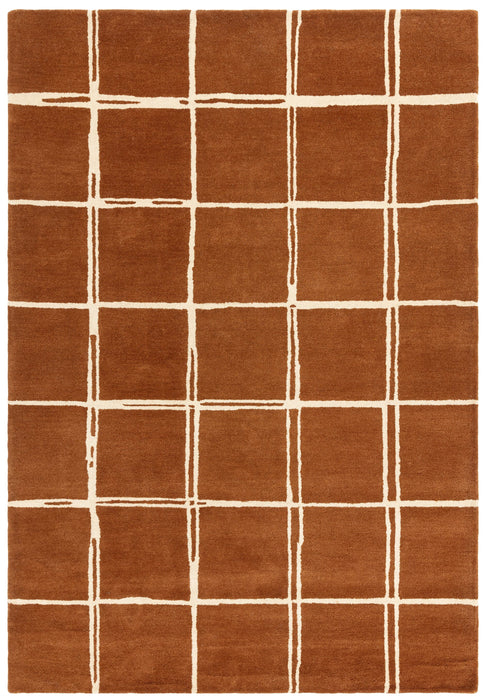 Atmacha Home And Living Rug Albany Grid Rust Rug