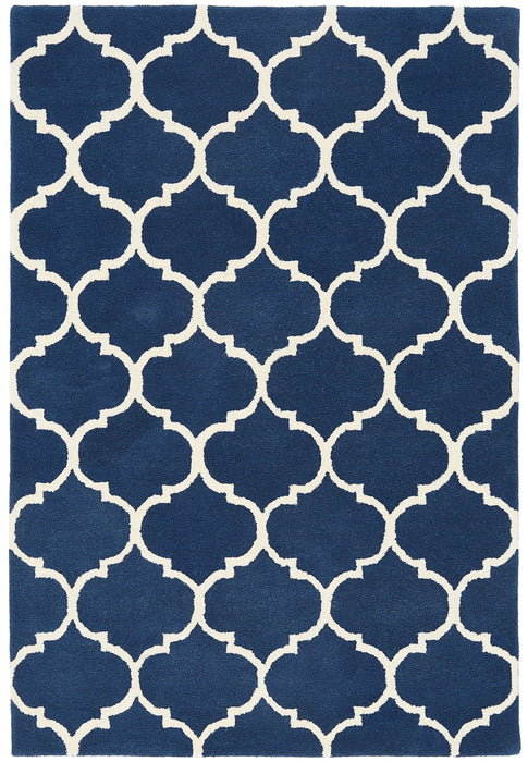 Atmacha Home And Living Rug Albany Ogee Blue Hand Tufted Contemporary Wool Rug