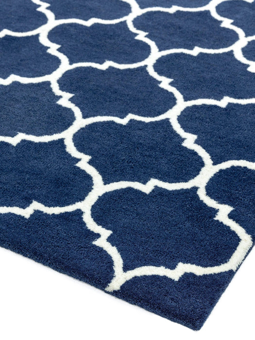 Atmacha Home And Living Rug Albany Ogee Blue Hand Tufted Contemporary Wool Rug