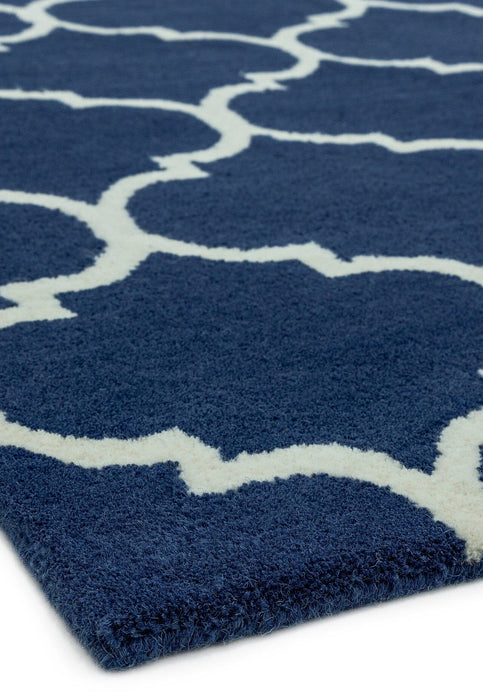 Atmacha Home And Living Rug Albany Ogee Blue Hand Tufted Contemporary Wool Rug