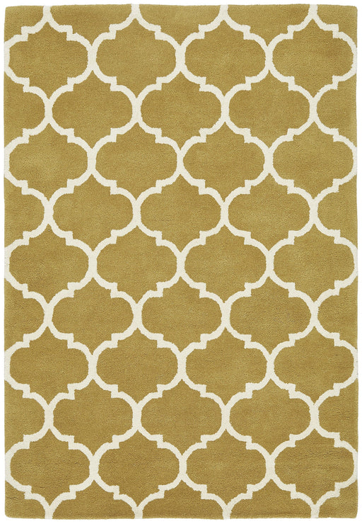 Atmacha Home And Living Rug Albany Ogee Ochre Hand Tufted Contemporary Wool Rug