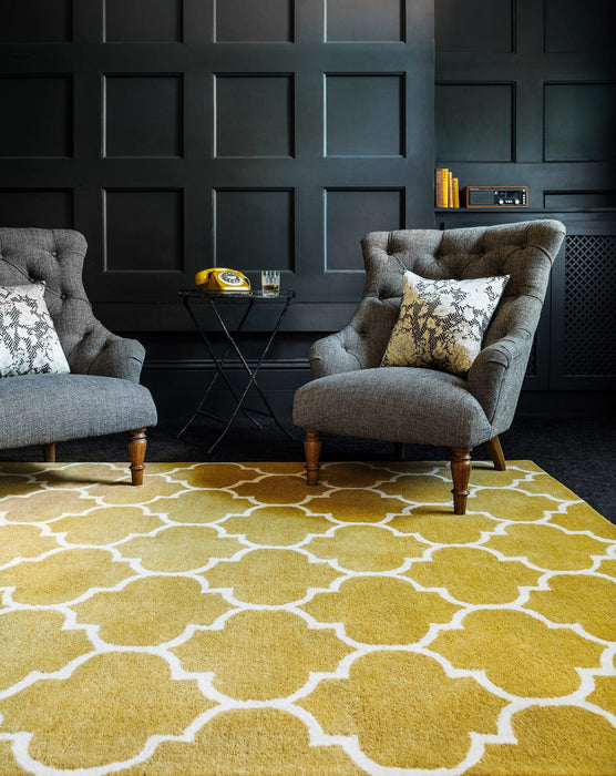 Atmacha Home And Living Rug Albany Ogee Ochre Hand Tufted Contemporary Wool Rug