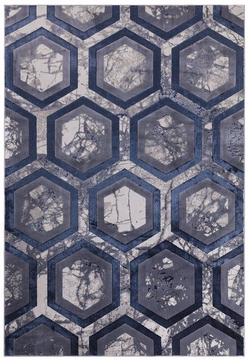 Atmacha Home And Living Rug Aurora Hexagon Metallic Blue Rug AU19