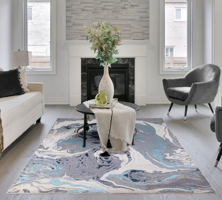 Atmacha Home And Living Rug Aurora Ocean Metallic Blue Rug AU18