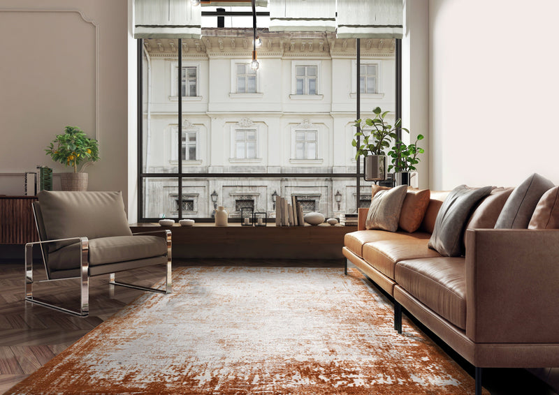 Atmacha Home And Living Rug Kuza Border Terracotta Rug