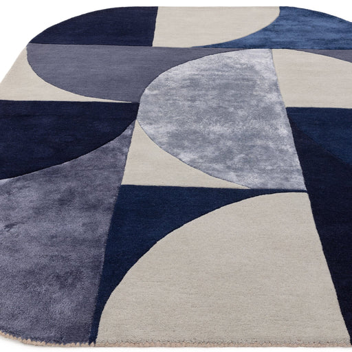 Atmacha Home And Living Rug Matrix Oval Indigo Rug MAX74