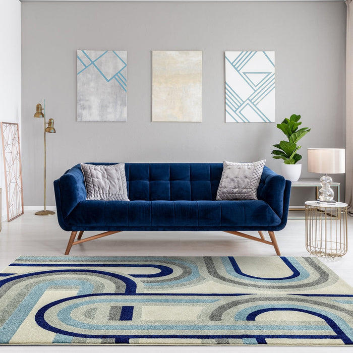 Atmacha Home And Living Rug Nova Retro Blue Rug NV30