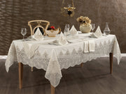 Atmacha Home And Living Tablecloth Set Ecru / 26 Pieces Amanda 26-Piece Luxury Table Set -  Ecru Gold | ATMACHA HOME & LIVING