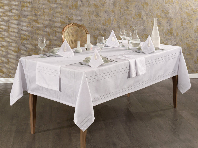 Atmacha Home And Living Tablecloth Set Eva 26-Piece Luxury Table Set -  Ecru Gold | ATMACHA HOME & LIVING