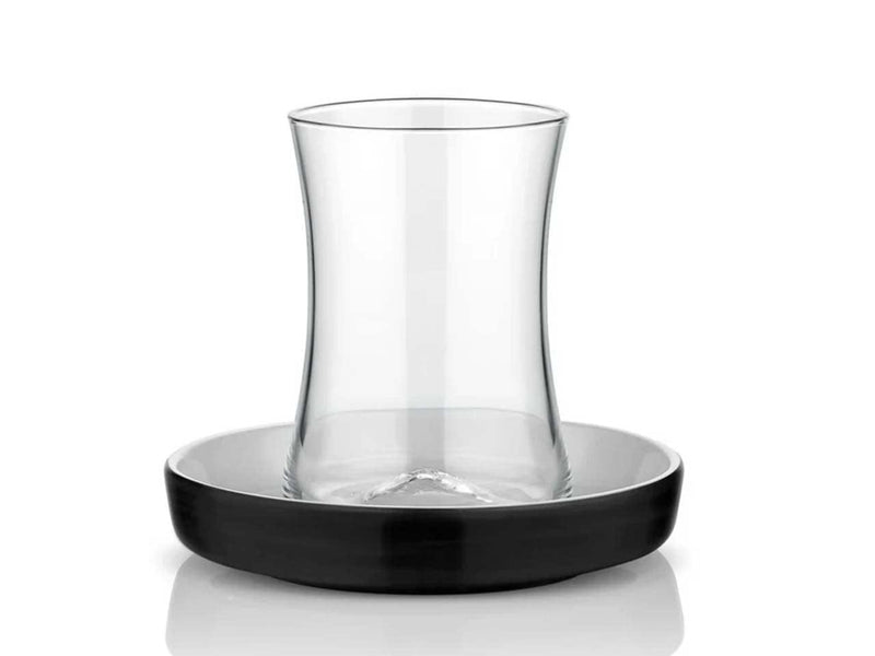 Atmacha Home And Living Tea Glass and Saucer Istanbul Tiryaki Tea Glass and Saucer Set of 6 - Black