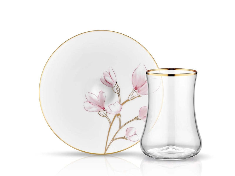 Atmacha Home And Living Tea Glass and Saucer Sufi Coffee Cup and Saucer - Magnolia - 90 cc
