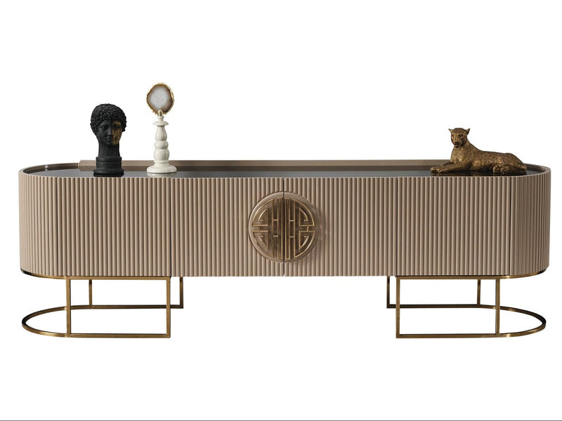 Atmacha Home And Living TV Unit Cappuccino / Gold / With Fireplace Gucci TV Unit